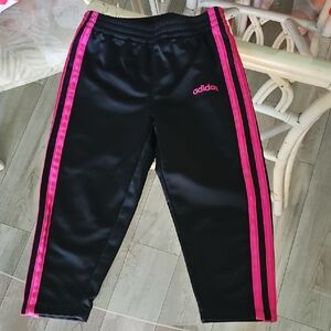 Adidas Kids Joggers Black with Pink Stripes